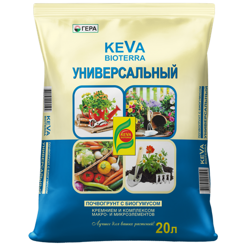 Почвогрунт Гера Keva Bioterra универсальный черный, 20 л, 5.2 кг фотография