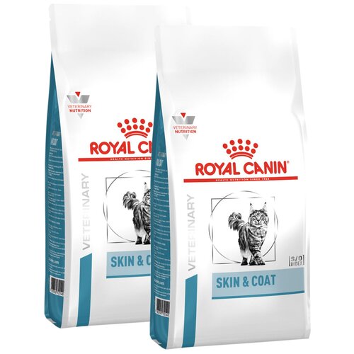 ROYAL CANIN SKIN & COAT для кастрированных котов и стерилизованных кошек с чувствительной кожей и шерстью (0,4 + 0,4 кг) фотография