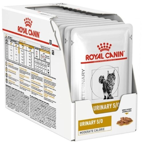 Влажный корм для стерилизованных кошек Royal Canin Urinary S/O Moderate Calorie, для лечения и профилактики МКБ, мясное ассорти 12 шт. х 85 г (кусочки в соусе) фотография