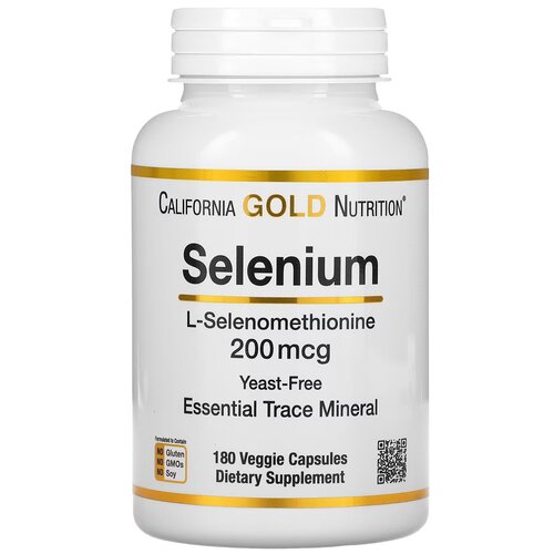 California Gold Nutrition, Selenium, селен, бездрожжевой, 200 мкг, 180 вегетарианских капсул фотография