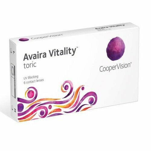 Контактные линзы CooperVision Avaira Vitality toric., 6 шт., R 8,5, D -6,5, CYL: -1,25, AХ: 20, бесцветный, 6 уп. фотография