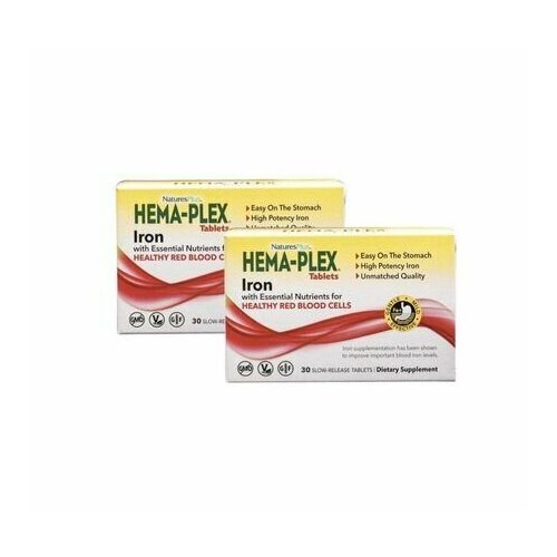 Natures Plus Железо Hema Plex 2 коробки по 30 таблеток фотография