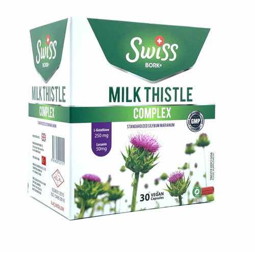 Milk Thistle Swiss Bork / растительные компоненты для здоровья печени, 30 капсул фотография