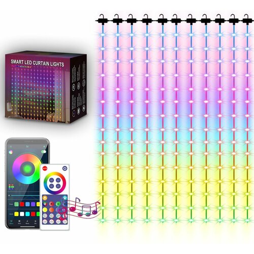 Гирлянда-штора Smart led curtain lights RGB 3 х 3 со светомузыкой фотография