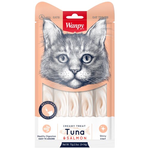 Лакомство Wanpy Cat Нежное пюре из тунца и лосося для кошек (70 г, Тунец и лосось) фотография