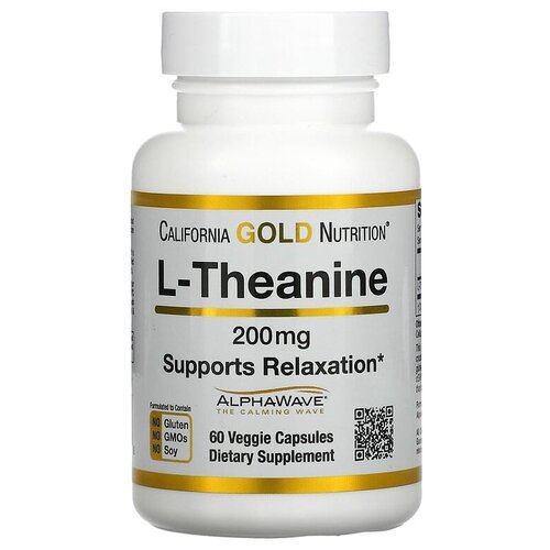 California Gold Nutrition L-Theanine AlphaWave вег. капс., 200 мг, 50 г, 60 шт. фотография