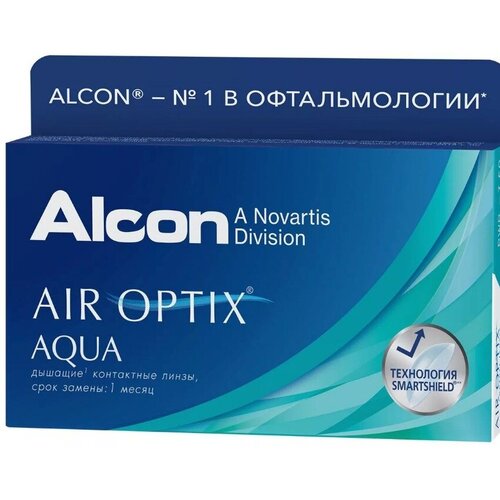 Контактные линзы Alcon Air optix Aqua, 6 шт., R 8,6, D -5,25, 1 уп. фотография