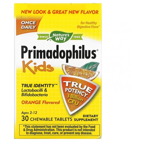 Nature's Way Primadophilus Kids таб. жев., 340 г, 30 шт., апельсин, 1 уп. фотография