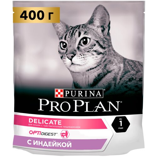 Сухой корм для кошек Pro Plan Delicate при чувствительном пищеварении с индейкой 400 г фотография