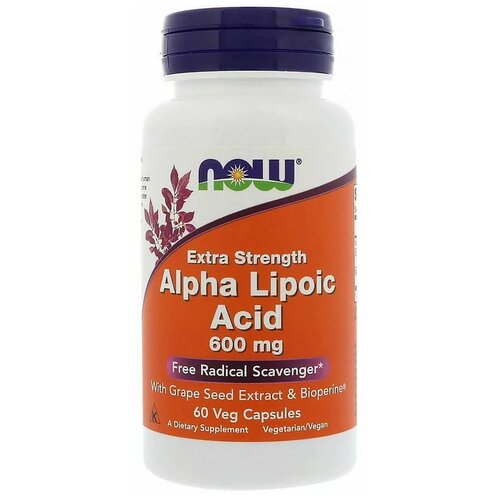 Капсулы NOW Alpha Lipoic Acid, 600 мг, 60 шт. фотография