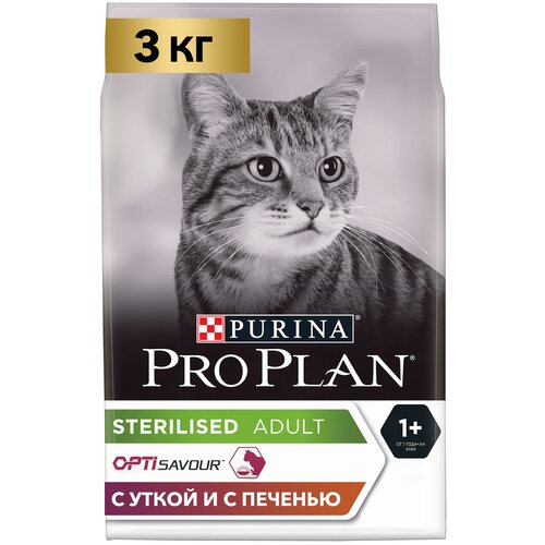 Сухой корм для кошек Pro Plan Sterilised для стерилизованных кошек с уткой и печенью 3 кг фотография