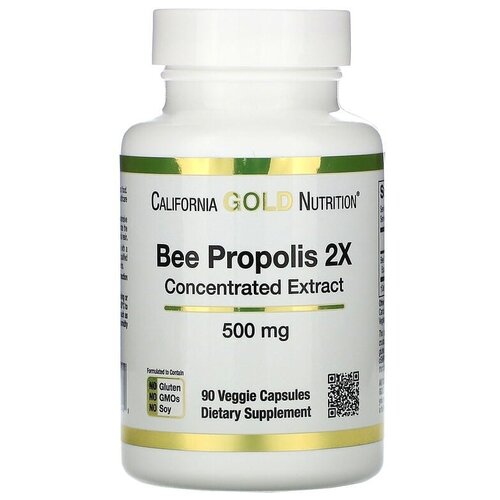 California Gold Nutrition Bee Propolis 2X Concentrated Extract вег.капс., 500 мг, 90 г, 90 шт. фотография