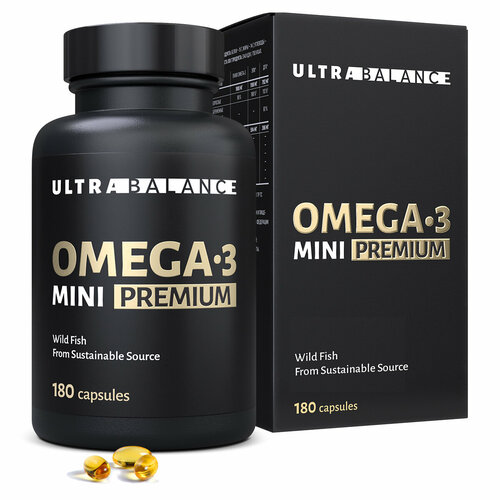 Омега 3 мини, рыбий жир, витамины Omega 3 UltraBalance 180 капсул фотография