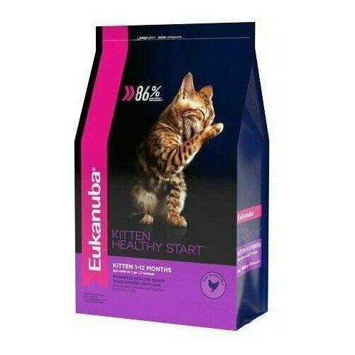 EUKANUBA KITTEN HEALTHY START 2кг сухой корм для котят с домашней птицей 5шт фотография