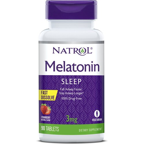 Melatonin Fast Dissolve таб., 3 мг, 70 г, 90 шт., клубника фотография