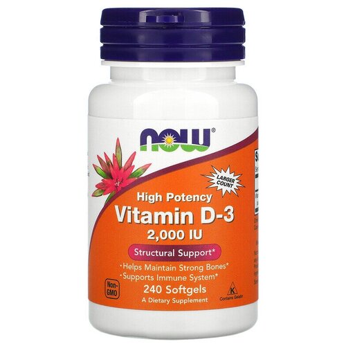 Now Foods Vitamin D-3 2000 IU Softgels 240 капсул (02023) фотография