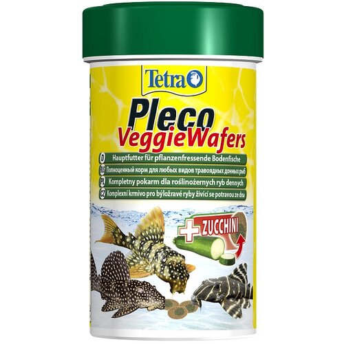 TetraPleco Veggie Wafers корм-пластинки с добавлением цуккини для донных рыб, 100 мл. фотография