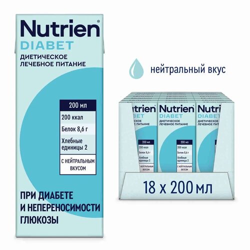 Nutrien Диабет стерилизованный, готовое к употреблению, 200 мл, нейтральный, 18 шт. фотография