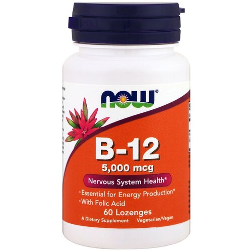 NOW Vitamin B-12 5000 mcg+Folic Acid 60 loz фотография