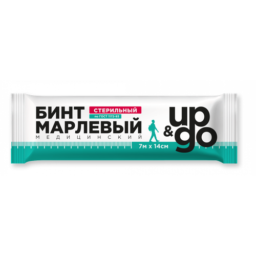 Up&Go / Ап энд Гоу - бинт марлевый медицинский стерильный, индивидуальная упаковка, 7 м x 14 см фотография